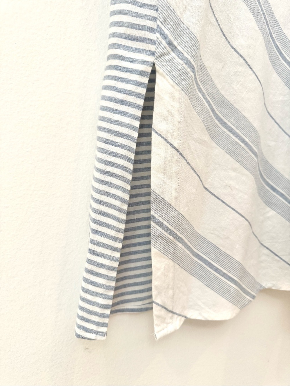 Soft Surroundings Seaport Linen Blue and White Striped Midi Shirt Dress, Size 2X - Picture 13 of 15